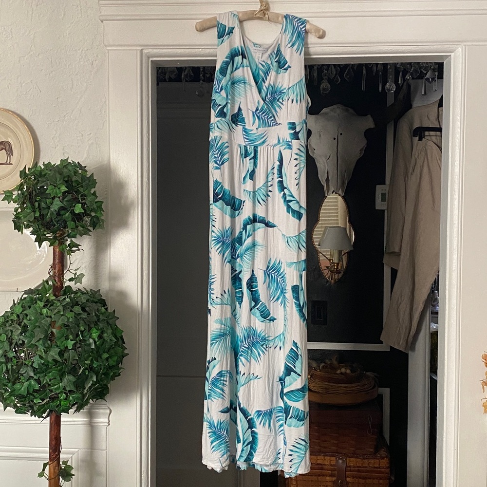 Charter Club Sleeveless Maxi dress with Tropical Palm Print - Picture 8 of 12